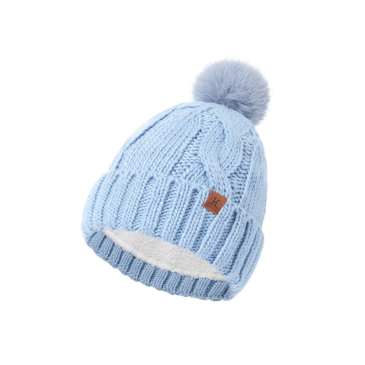 Winter Fleece-Lined Pom-Pom Knit Beanie (Thick Warm Style) - Image 2