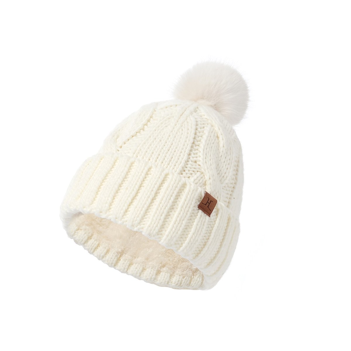 Winter Fleece-Lined Pom-Pom Knit Beanie (Thick Warm Style) - Image 5